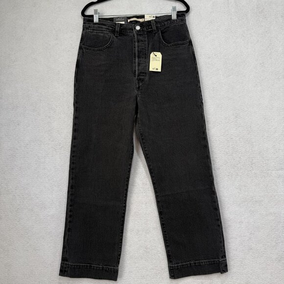 Levi's Ribcage Straight Ankle Jeans Womens 30x27 Black High Rise Button Fly - Picture 1 of 14